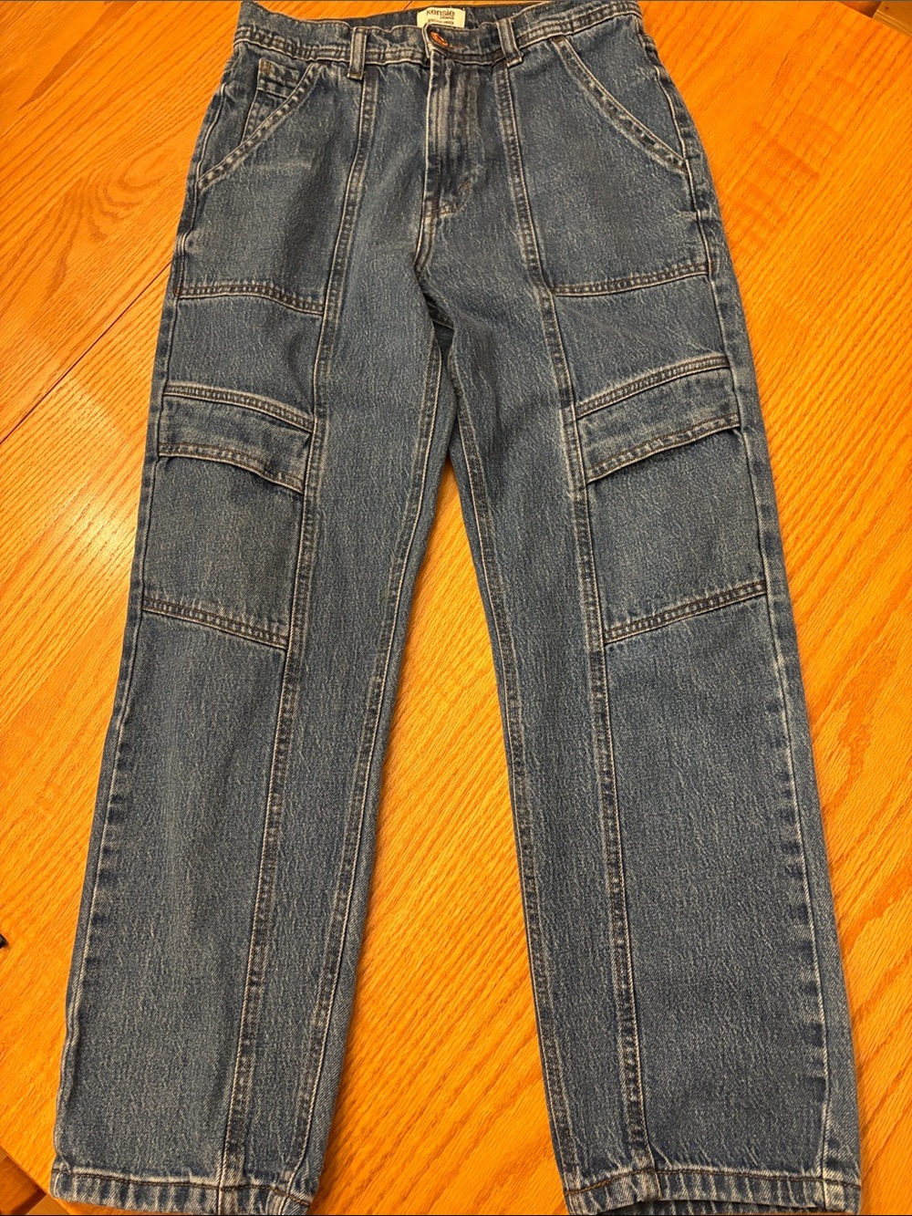 Kensie Women's Dark Blue High-Rise Cargo Jeans